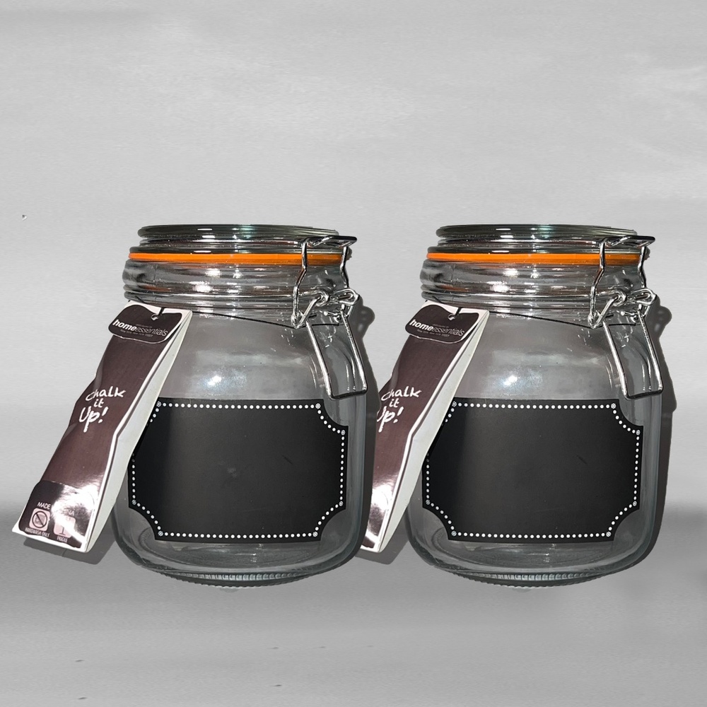 2 Glass Canisters with Chalkboard Label